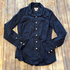 J.Crew Factory Top XS Button Down Haberdashery Navy Blue